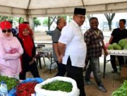 Pj Gubernur Safrizal dan Istri Icip-icip Produk UMKM di Pasar Tani di SHB