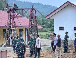 TNI Bangun Jembatan Gantung di Dabun Gelang